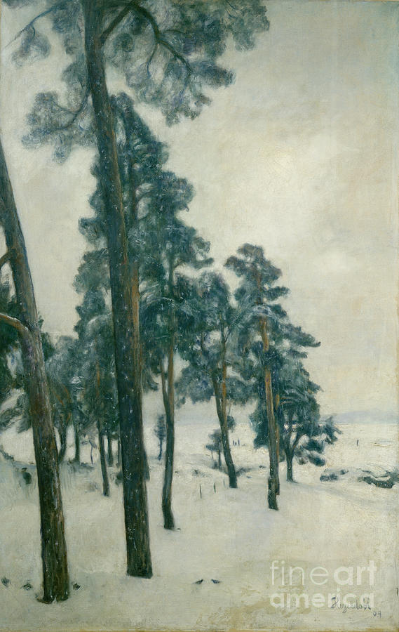 From Bogstad lake, 1909 Painting by O Vaering by Hans Heyerdahl