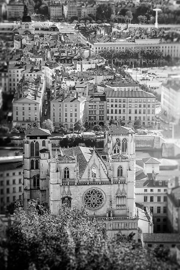 From Fourviere Hill to The City of Lyon France Black and White  Photograph by Carol Japp