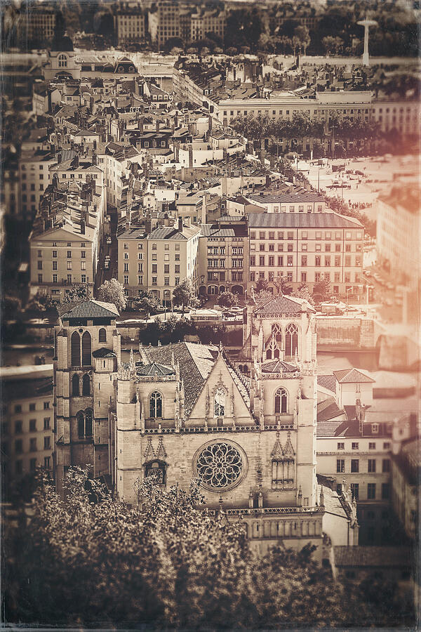 From Fourviere Hill to The City of Lyon France Vintage Sepia  Photograph by Carol Japp