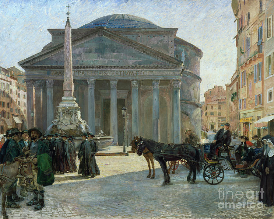 From Pantheon square in Rome, 1904 Painting by O Vaering by Eilif Peterssen