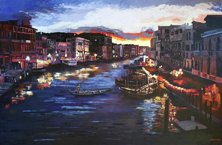 From Rialto Bridge - Venice Painting by Vanajas Fine-Art