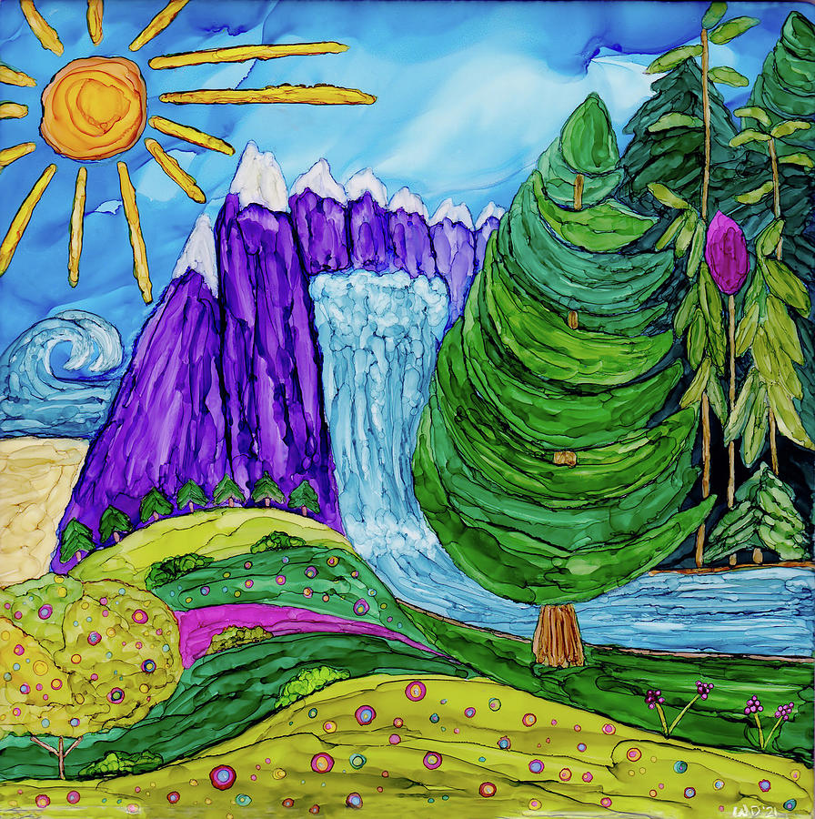 From The Mountains To The Sea Painting by Winonas Sunshyne