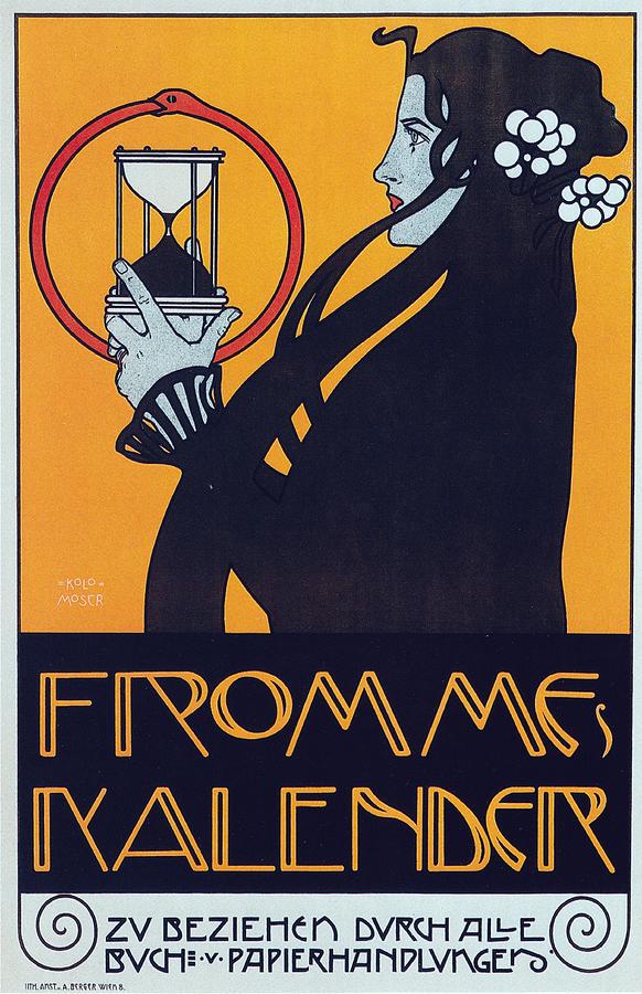 Koloman Moser Digital Art - Frommes Kalender - Vintage German Advertising Poster - Art Nouveau Calendar by Studio Grafiikka