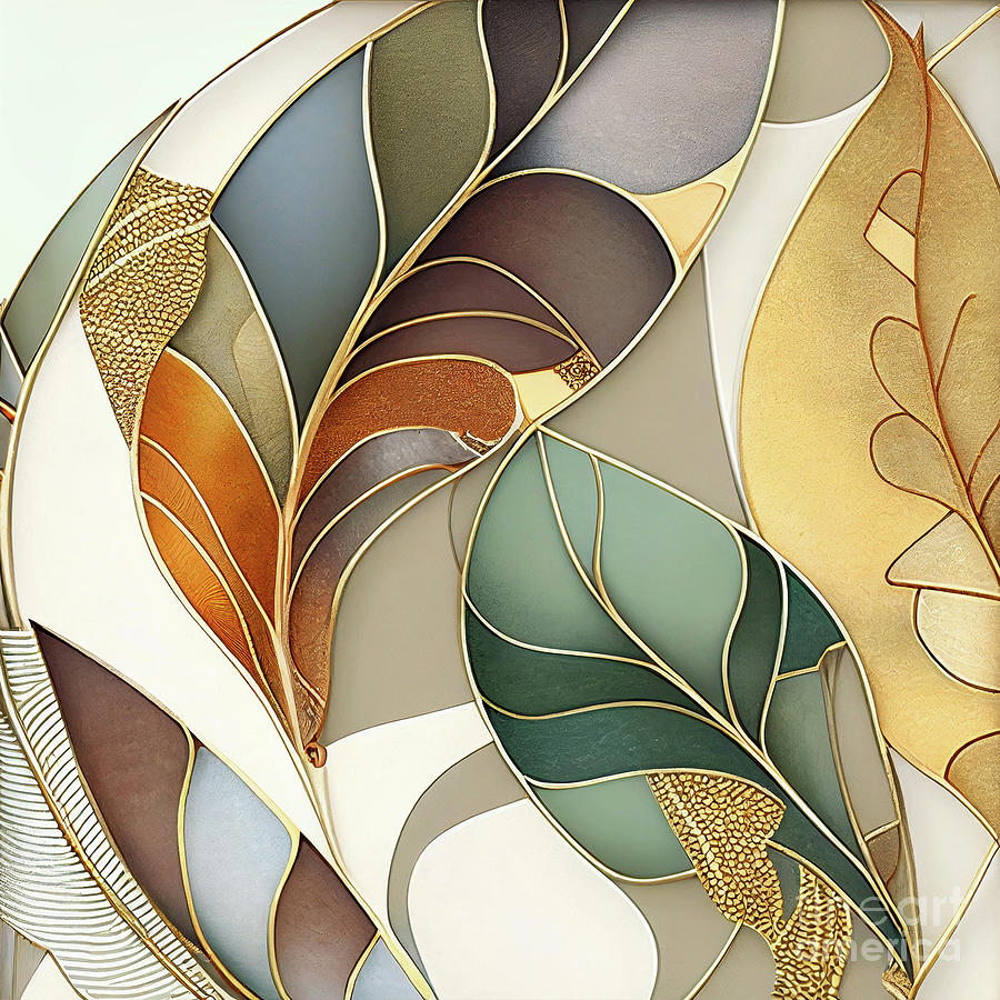 Fronds Nouveau III Painting by Mindy Sommers