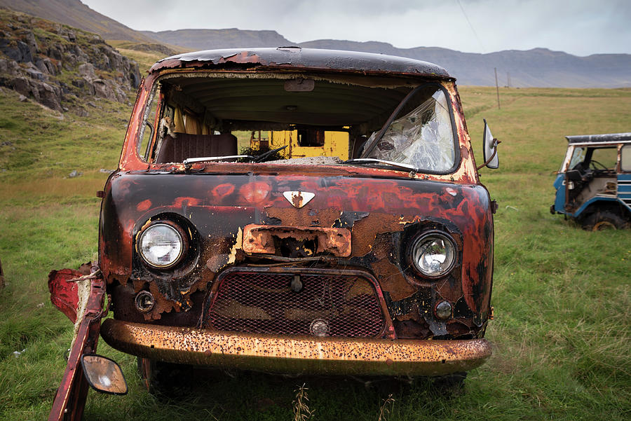 Front of an abandoned off road van UAZ-452 in Seydisfjordur Photograph by RicardMN Photography