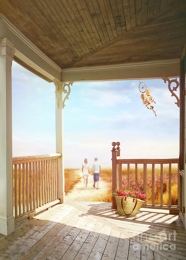 Front porch looking out towards the ocean Digital Art by Sandra Cunningham