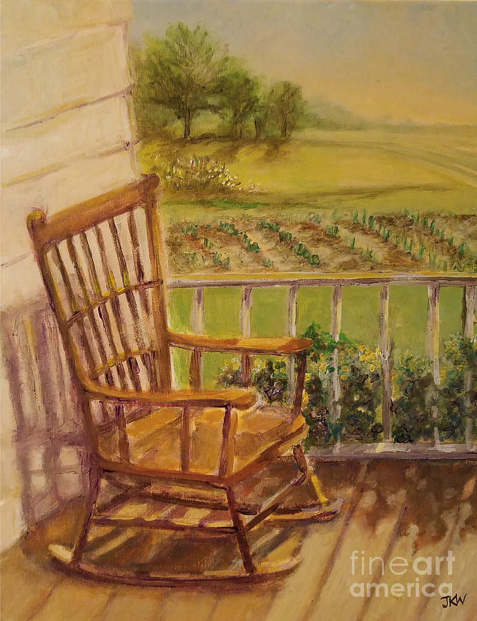 Front Porch Rocking chair Painting by Judith Whittaker