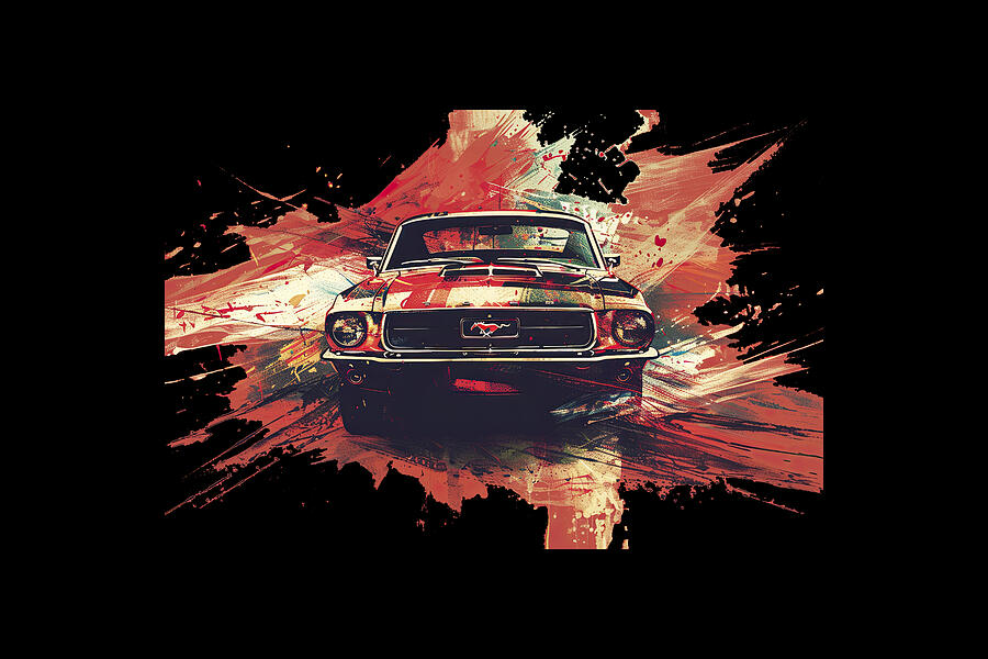  Front View 60s Mustang t-shirt Digital Art by Bill Posner