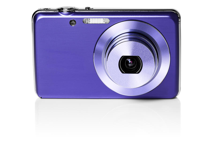 Front view of purple digital camera Photograph by Creative Crop