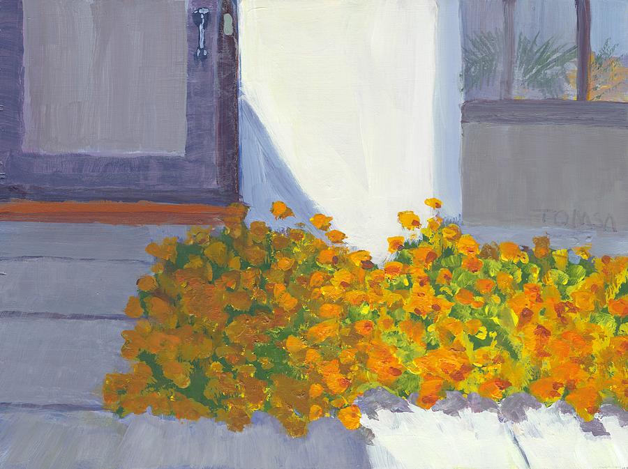 Front Yard Flowers and Shadows Painting by Bill Tomsa