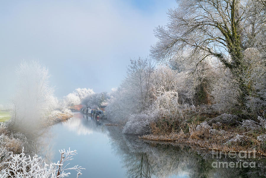 Frost and Mist on the Oxford Canal at Somerton Photograph by Tim Gainey