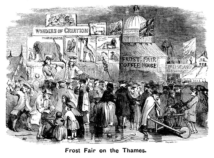 Frost Fair on the River Thames in London Drawing by Whitemay