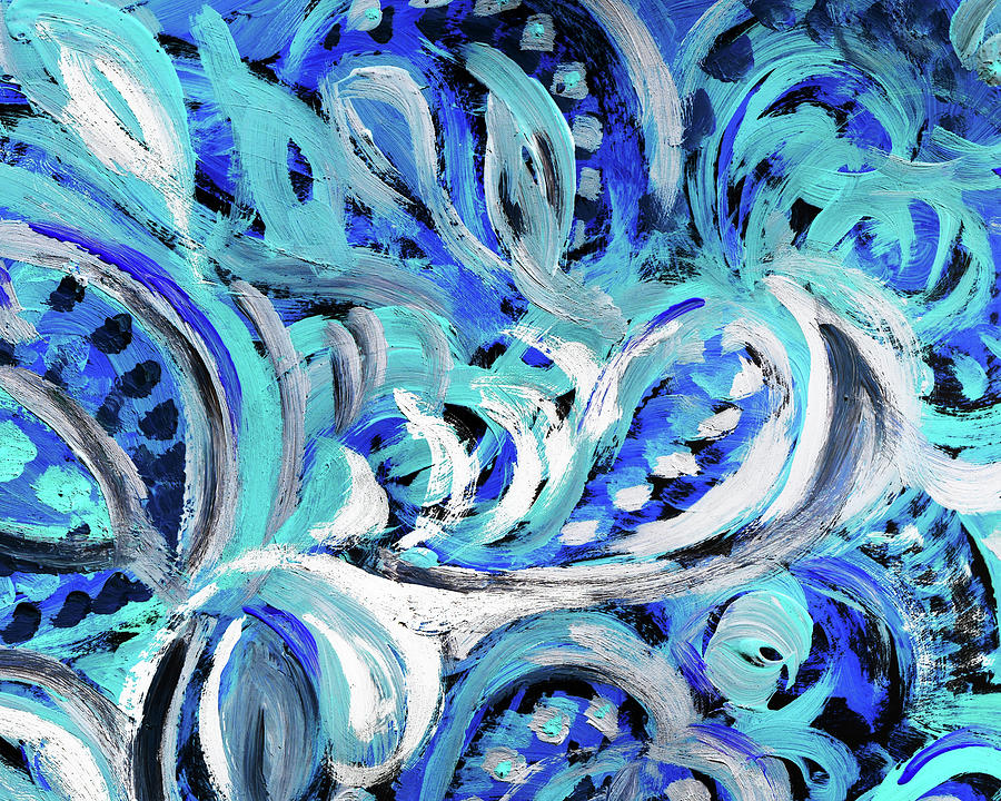 Frosted Beauty Blue Abstract Decor Painting