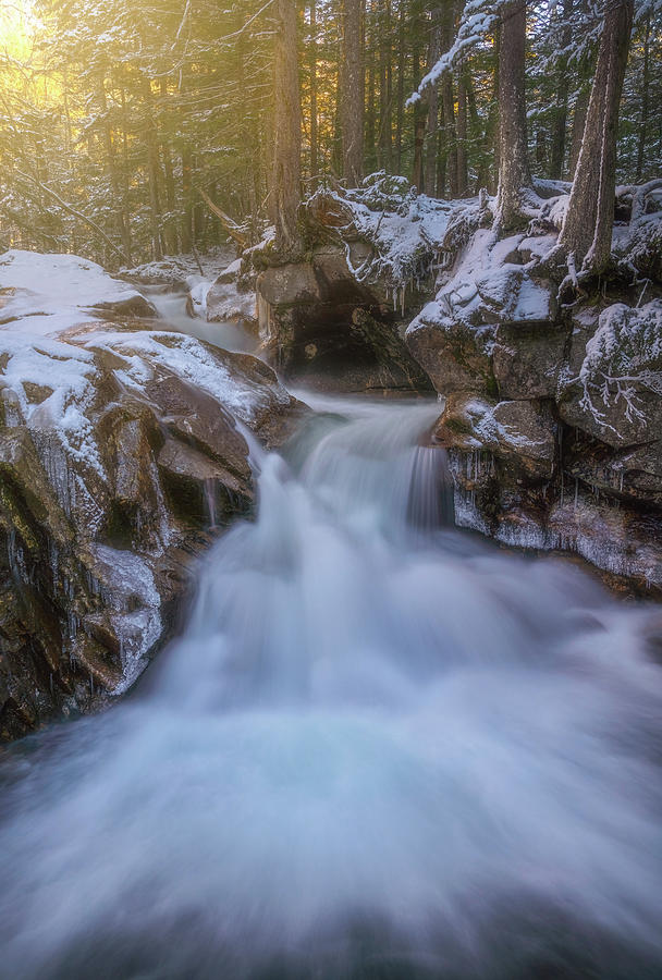 Waterfall Photograph - Frosted Creek Sunrise by Darren White