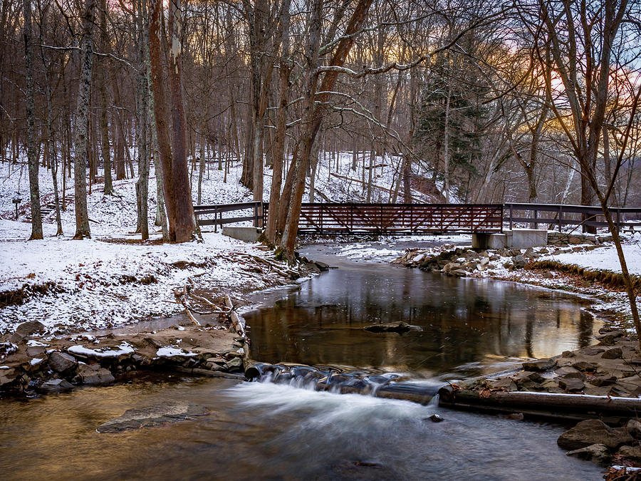 Winter Photograph - Frosted Mingo Creek at Sunset by Holly April Harris
