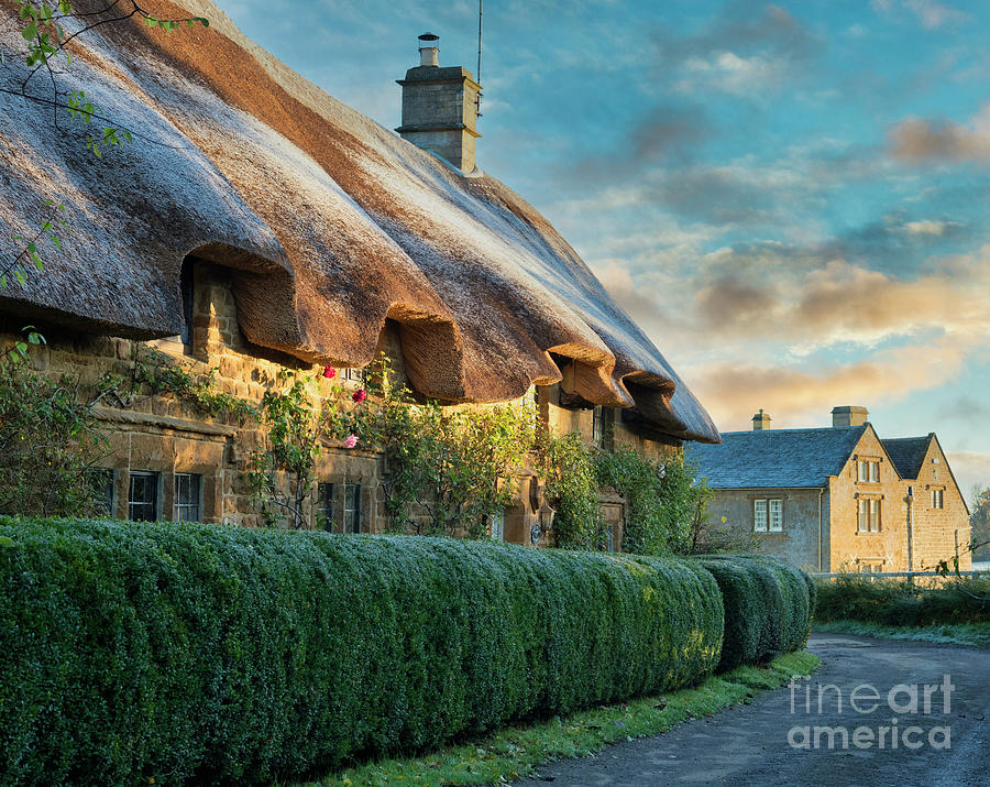 Cottage Photograph - Frosty Autumn Morning in Great Tew by Tim Gainey