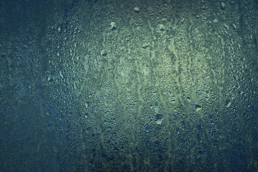 Frosty Condensation On Blue And Green Photograph
