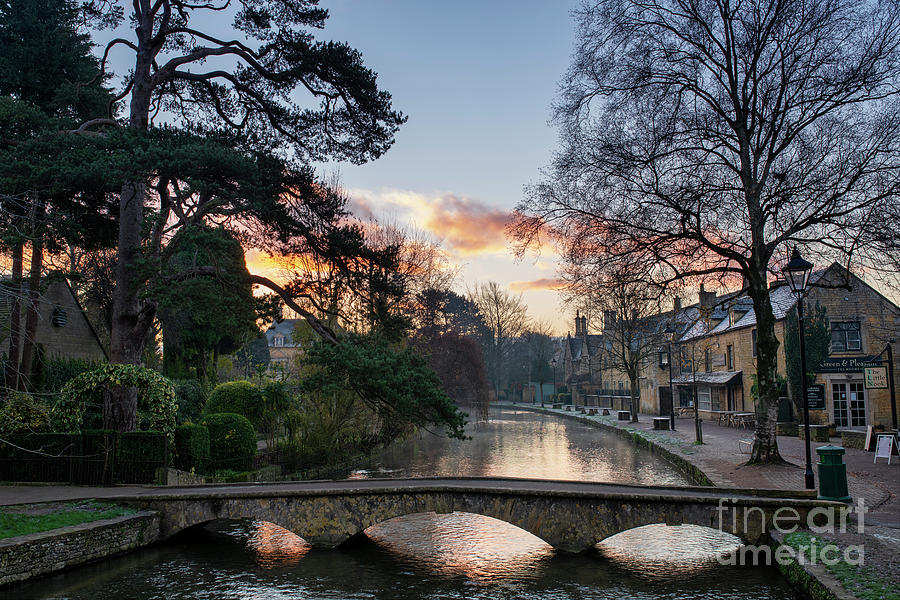 Frosty December Sunrise in Bourton on the Water Photograph by Tim Gainey