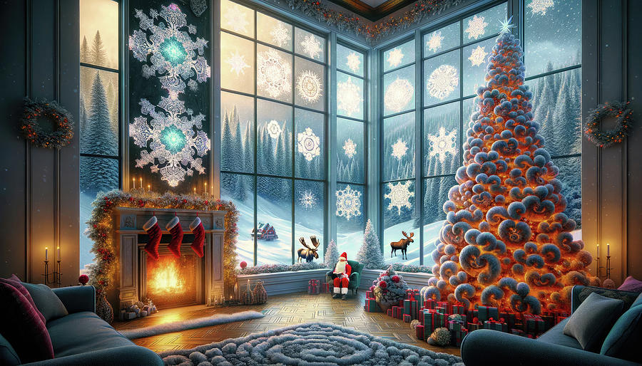 Frosty Eve With St Nick Digital Art by Bill and Linda Tiepelman