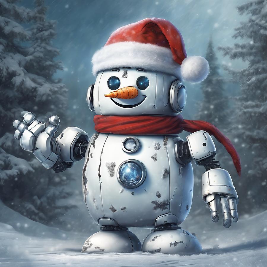 Frosty the Snowbot Digital Art by Lisa Pearlman