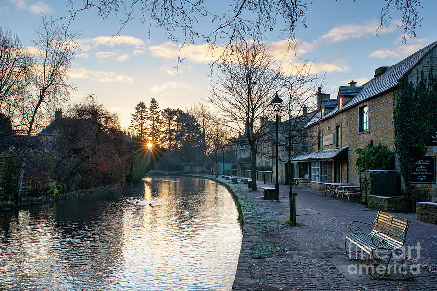 Frosty Winter Sunrise in Bourton on the Water Photograph by Tim Gainey