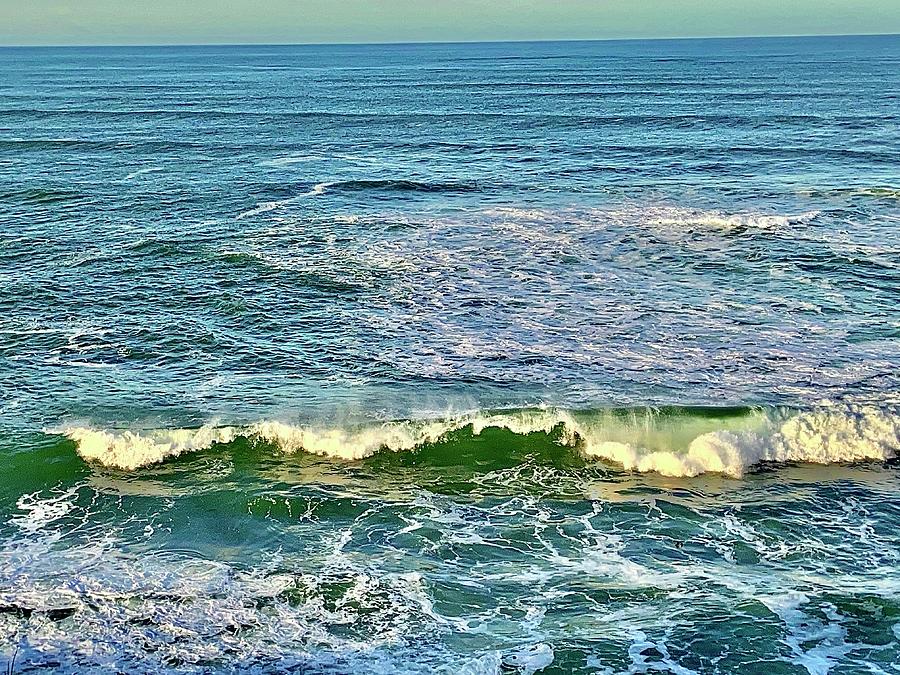 Frothy Waves with Morning Glow Photograph by Michael Oceanofwisdom Bidwell