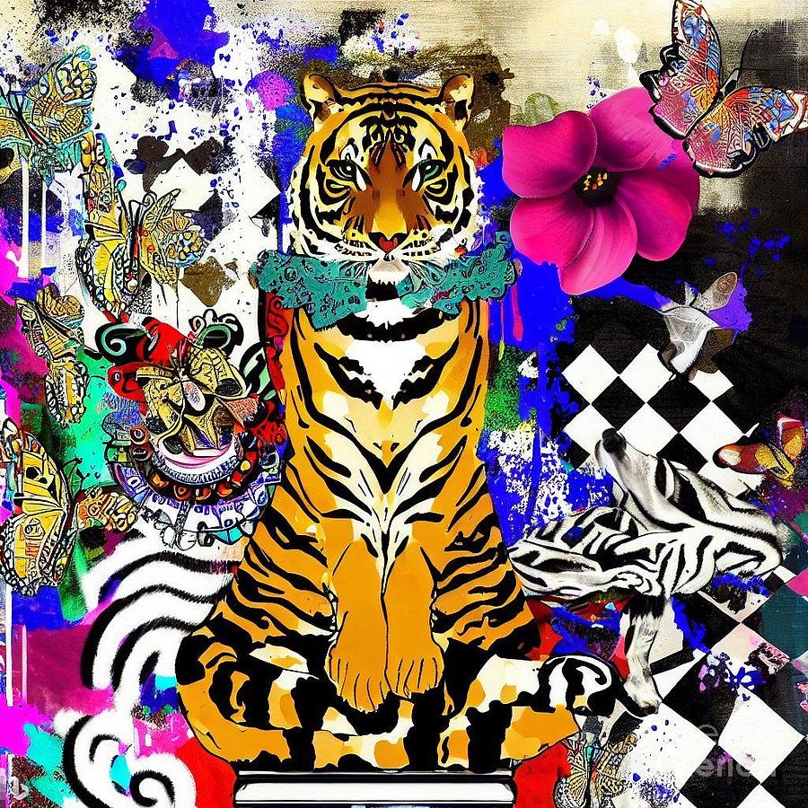 Frou Frou Tiger Digital Art by Janine Antulov - Fine Art America