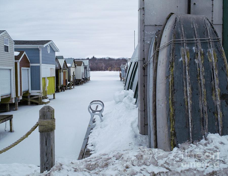 Frozen Boat Houses Photograph by Frank Kapusta