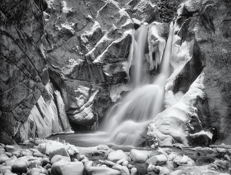 Frozen Boulder Falls Photograph