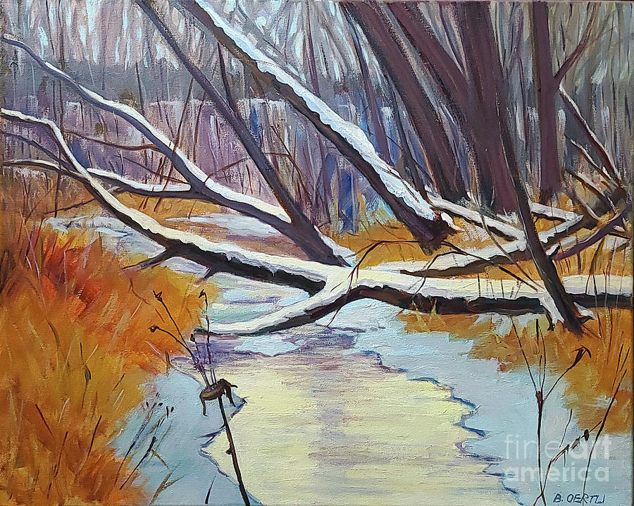 Frozen Creek Painting by Barbara Oertli