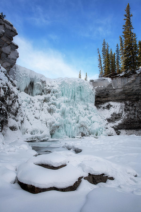 Frozen Crescent Falls - Vertical Photograph by Alex Mironyuk
