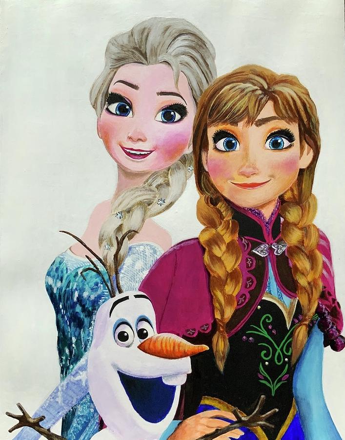 Frozen Disney Acrylic Painting Painting by Swagata Jana - Pixels