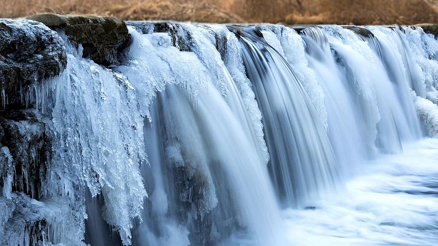 Frozen Falls at an Old Mill Dam Photograph by Nick Sullivan