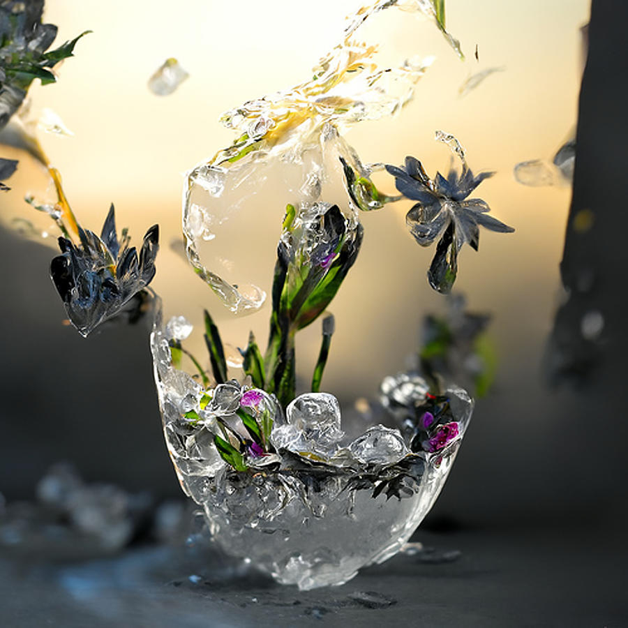 Frozen Flowers Breakout Digital Art by Artvizual Premium