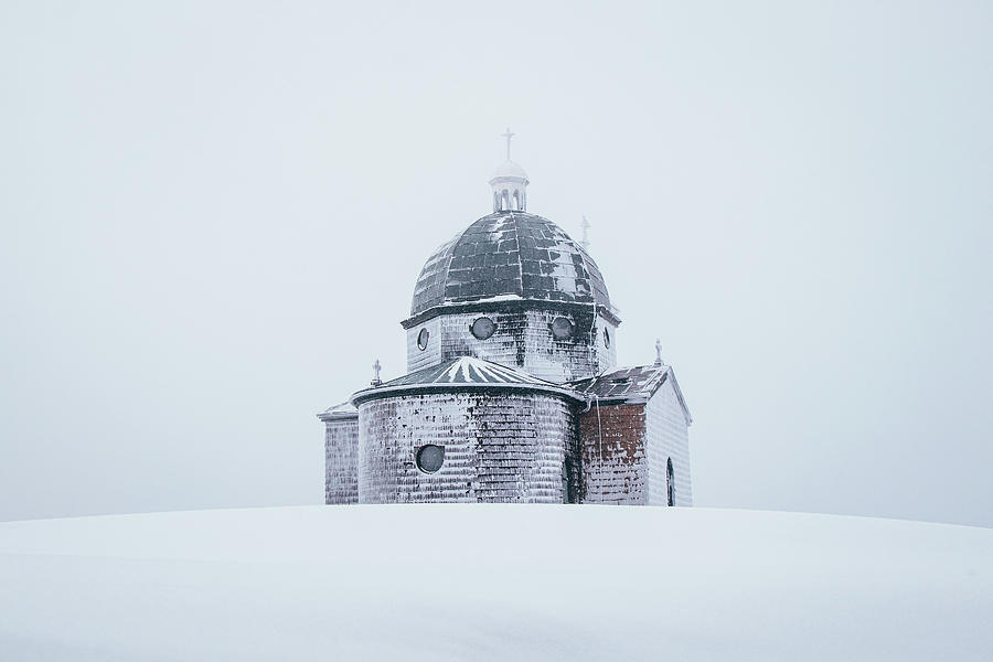 Frozen Historical Chapel - White Colour Photograph