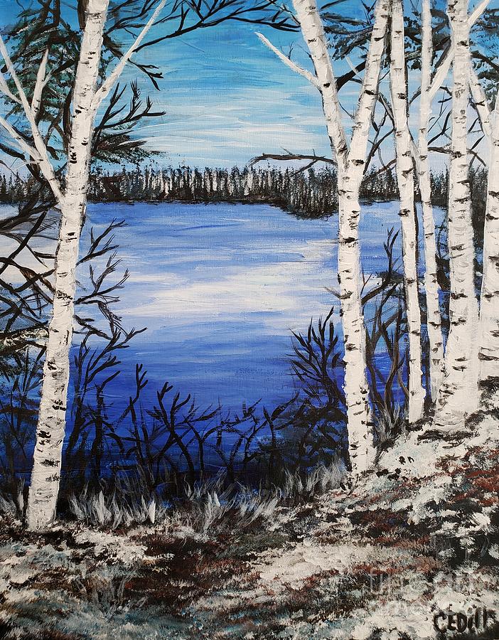 Frozen Lake Painting by C E Dill