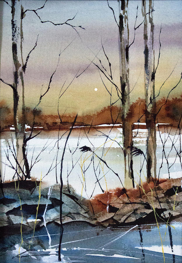 Frozen Lake In March Painting