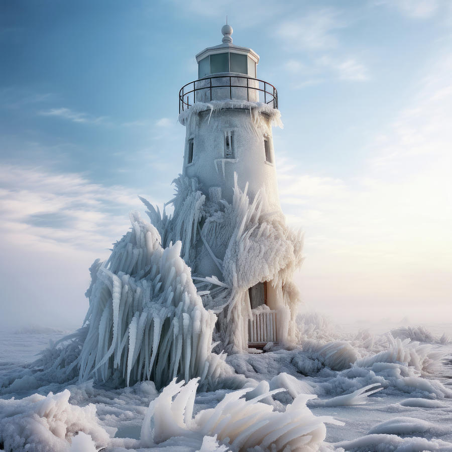 Frozen lighthouse Digital Art by Imagine ART