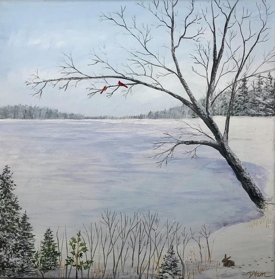 Frozen Pond Painting by Denise Van Deroef