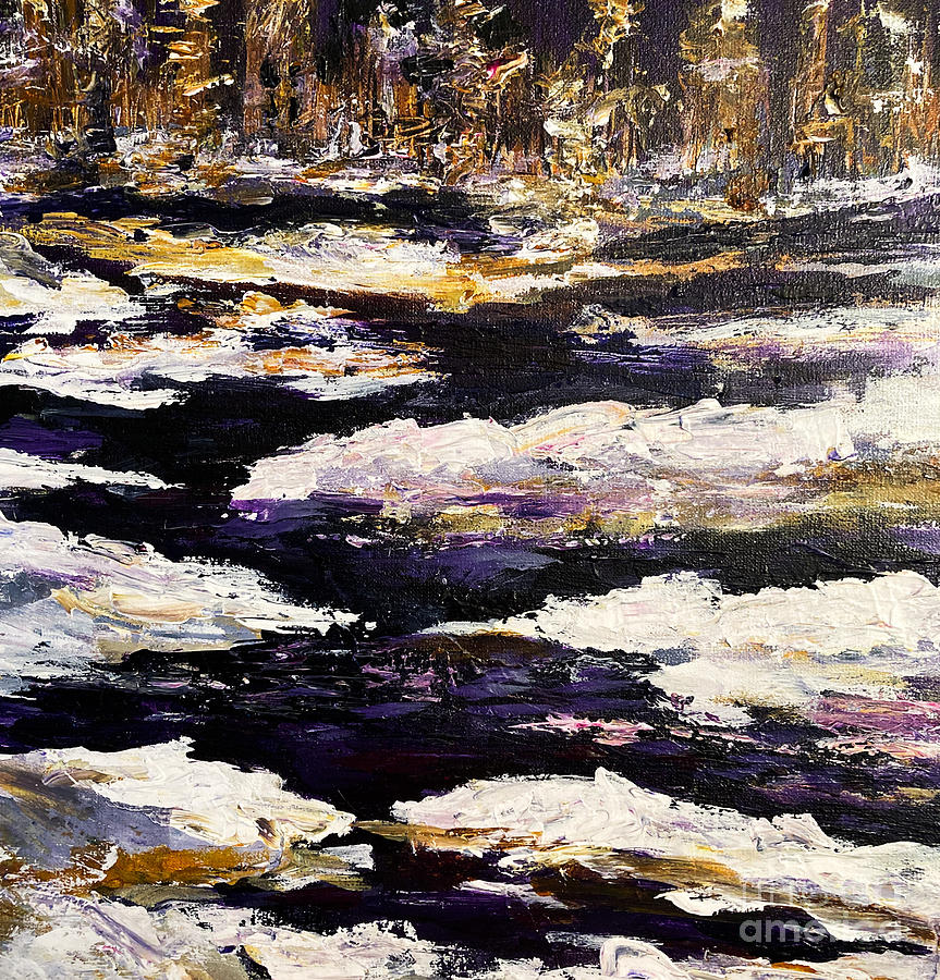 Frozen River Painting by Karen  Ferrand Carroll