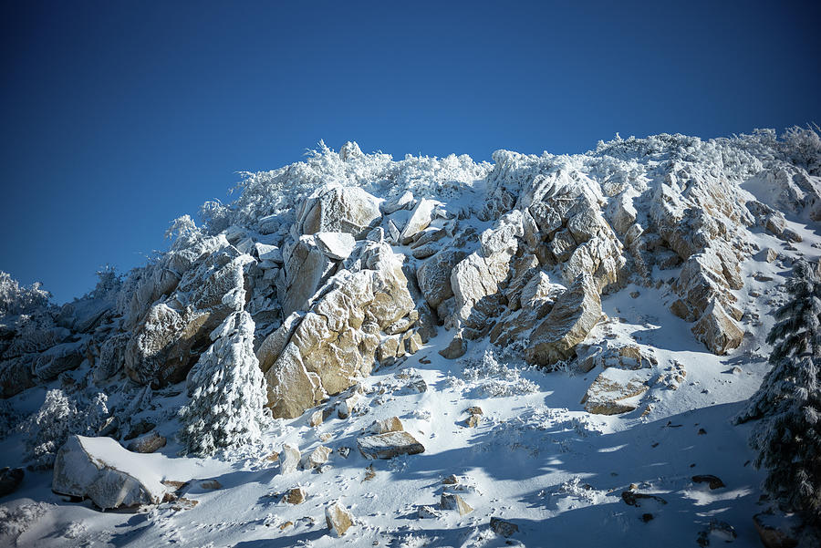 Frozen Rocks Photograph by Michael Amos - Pixels