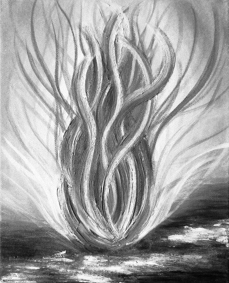 Flowing Lines of Water Vortex - Painting in Black and White, Abstract