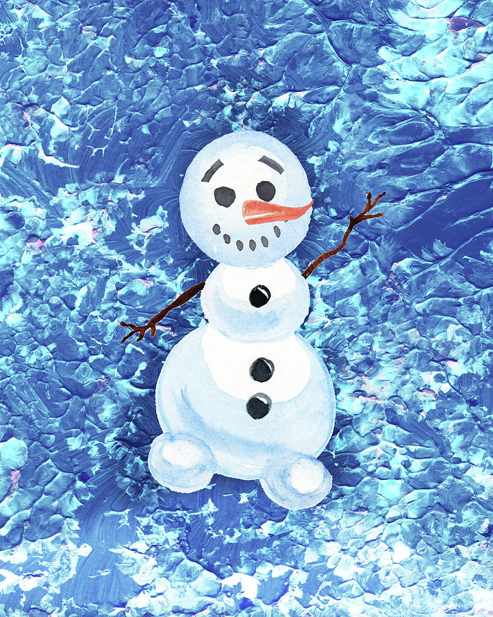 Frozen Smile Of Happy Snowman Painting