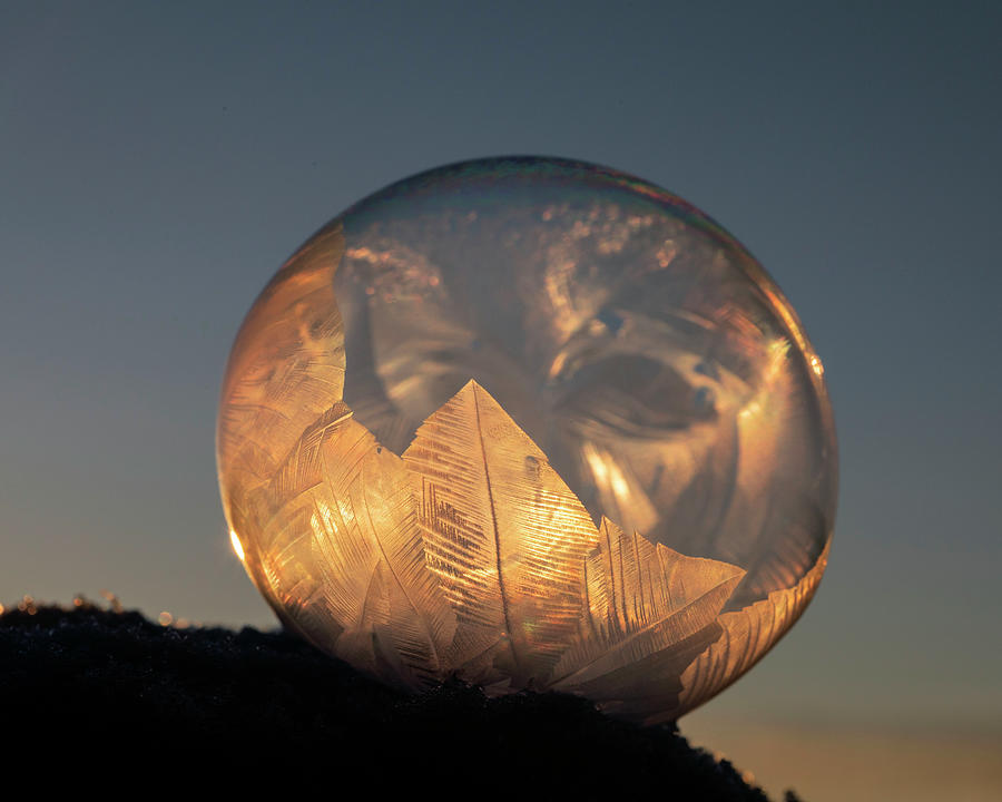 Frozen Soap Bubble at Sunset 2 Photograph by Dawn Key