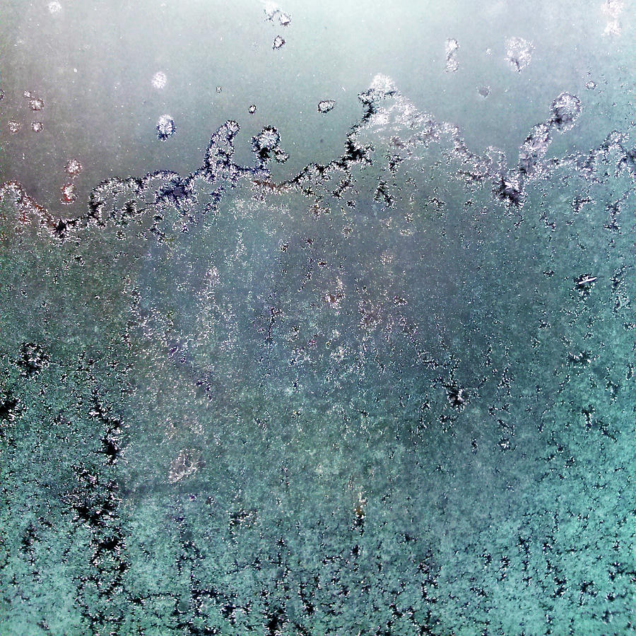 Frost Texture in Cold Colors, Icing on Square Frozen Glass Window Photograph by Aneta Soukalova