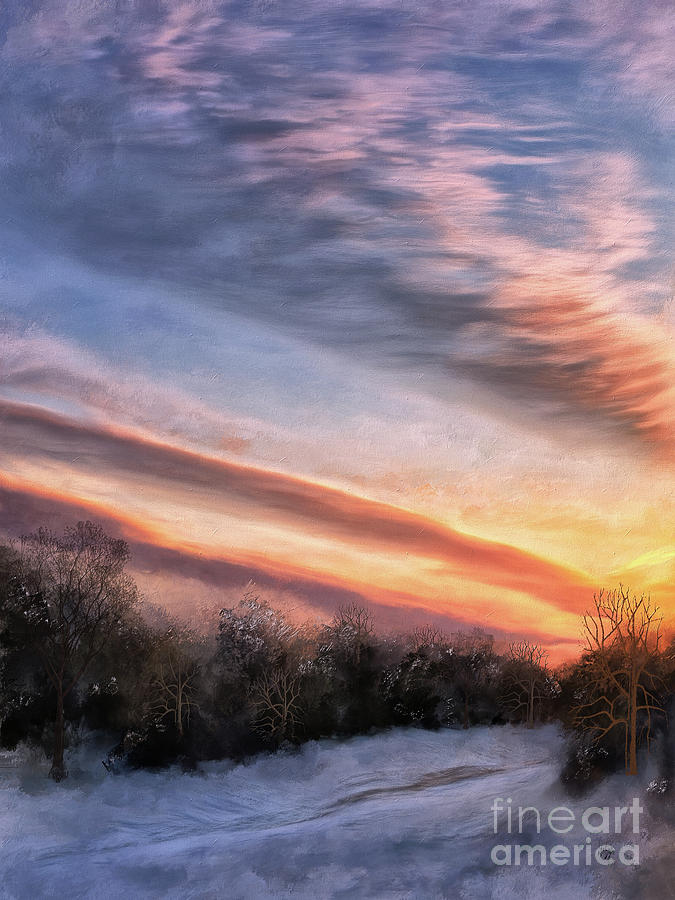 Frozen Sunset Vertical Digital Art by Lois Bryan