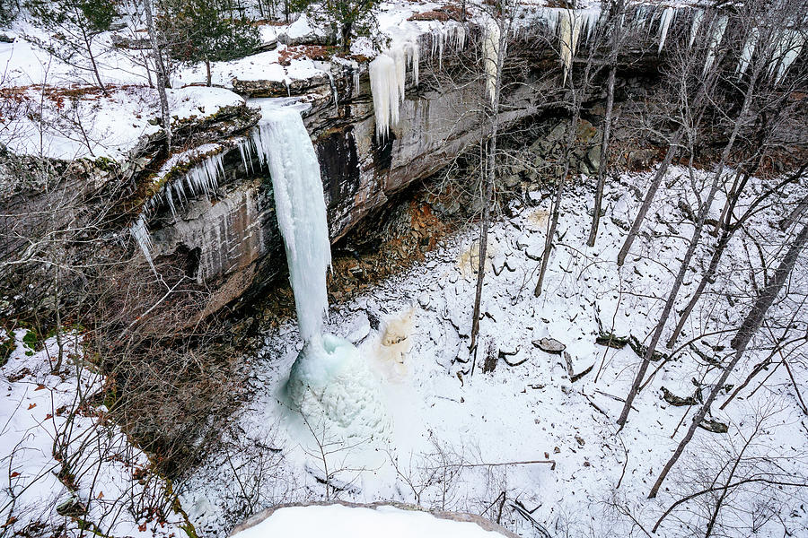 Winter Photograph - Frozen Sweden Creek Falls, Arkansas by Jeff Rose
