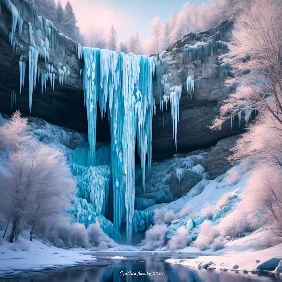 Frozen Waterfall 12022023a Digital Art by Cindys Creative Corner