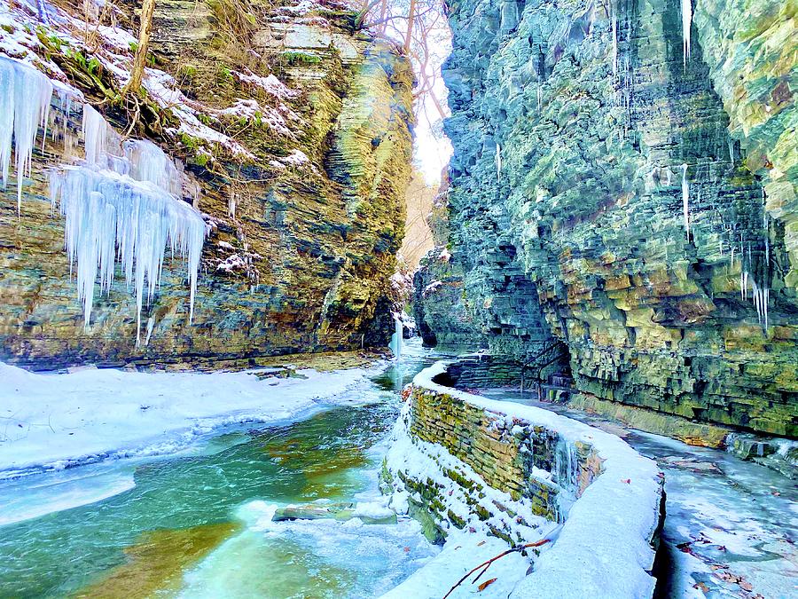 Frozen Watkins Glen Gorge Trail Photograph by Patrick O'Leary - Fine ...