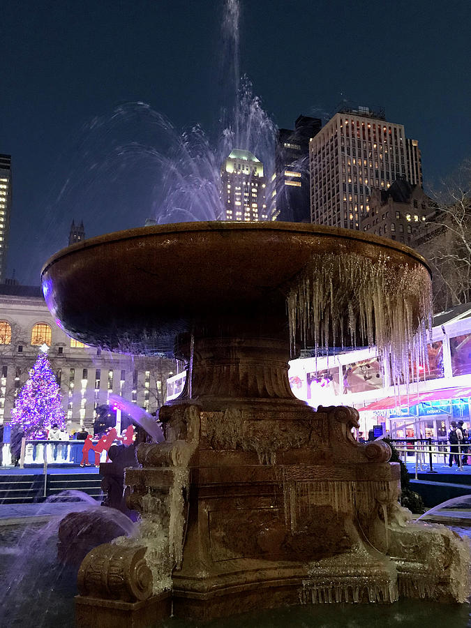 Frozen Winter Fountain Photograph By Cheryl Scanlan - Fine Art America